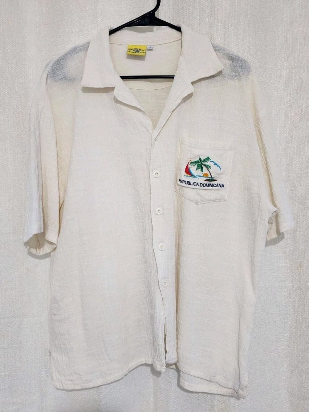 Men's Flying Fish Beach Wear Top Short Sleeve Button Up Size XL